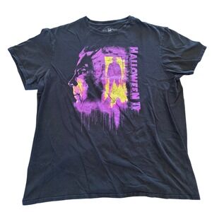 Halloween II Michael Myers Graphic T-Shirt Mens Large Black Neon Purple Horror